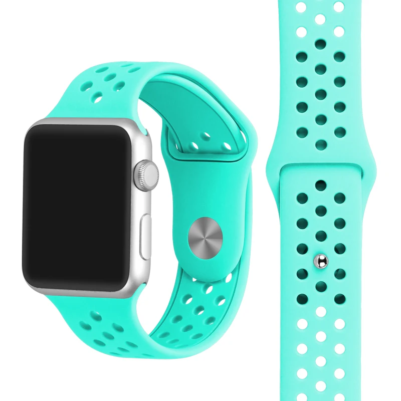 Силиконовый ремешок для apple watch 4 band 44 мм 40 мм iWatch band 42 мм 38 мм дышащий спортивный браслет ремешок для apple watch 3 2 1