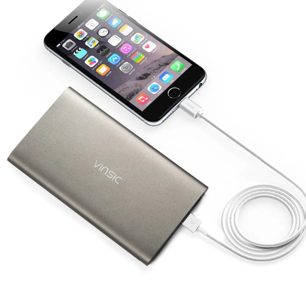 Vinsic M50000 портативный внешний аккумулятор 20000 мАч, Внешнее зарядное устройство, ультра тонкий двойной USB для iPone X 8 8 Plus Xiaomi samsung