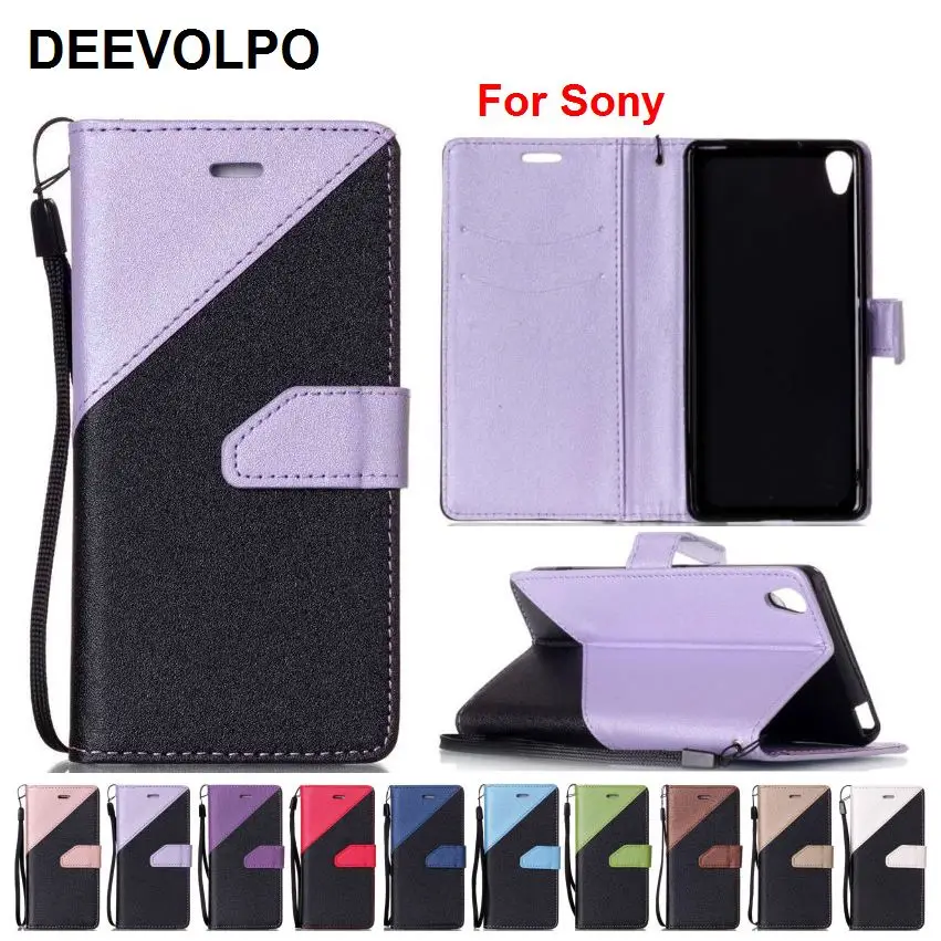 

DEEVOLPO Book Covers Hit Color Leather For Sony X Performance XZ XR XZS E5 XA 2016 Flash Powder Card Slot Mobile Phone Bag DP09Z