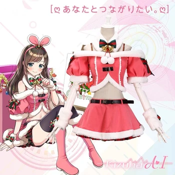 

[STOCK]2018 A.I.Channel YouTuber Kizuna AI Lovely Christmas Dress Lolita Uniform Cosplay Costume For Halloween Free Shipping New