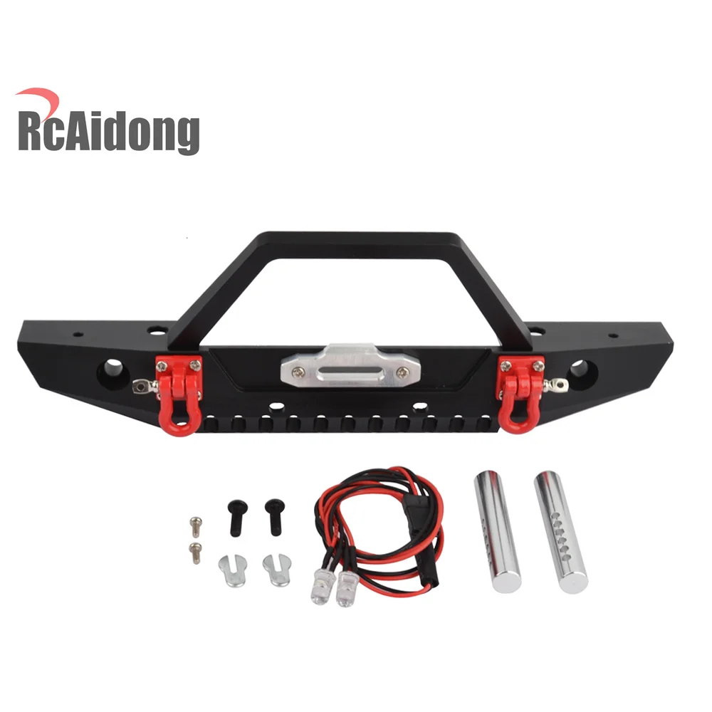 1/10 RC Car Metal Front Rear Bumper with LED Lights for Axial SCX10 90046 90047 Traxxas TRX-4 TRX4 RC Rock Crawler 1/10 RC Car Metal Front Rear Bumper with LED Lights for Axial SCX10 90046 90047 Traxxas TRX-4 TRX4 RC Rock Crawler