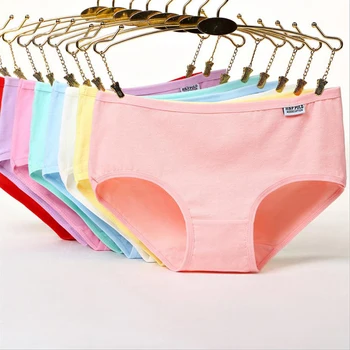 

6 Pcs/set Women's Cotton Panties sexy Solid Color Seamless Brief for Women big size mid-rise Ladies Girls underwear Lingerie