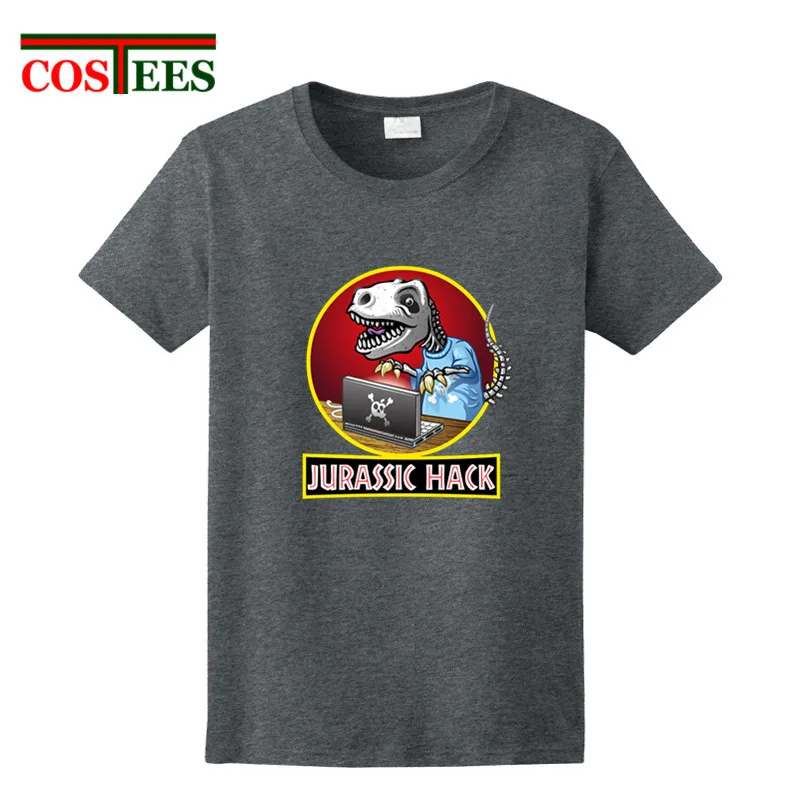 Camiseta masculina Parody Jurassic hack Футболка мужская забавная футболка с динозавром