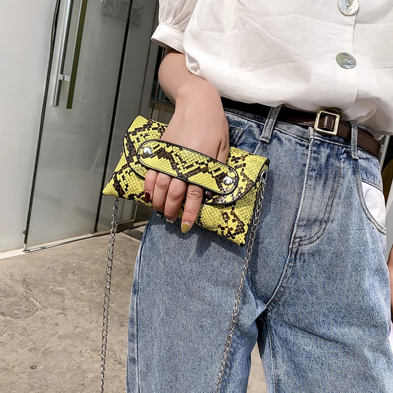 

Serpentine Waist Packs For Women 2019 Pu Leather Chain Crossbody Bags Ladies Fanny Packs Female Small Chest Bag Belt Bags