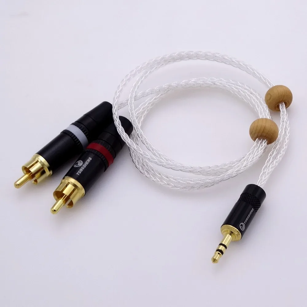 2 м 16 ядер 5n OCC посеребренный 1/8 3 5 мм до RCA мужской DIY Hifi аудио кабель-адаптер для Aux