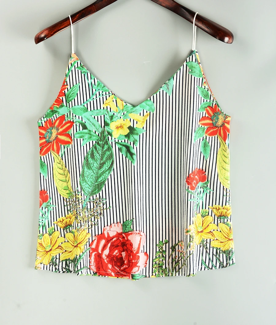Striped Tank Top Women Flower Print V-neck Sleeveless Summer Camis 2018 Fashion Beach Wear Off Shoulder Shirt Female Clothing HTB1G8WgzXmWBuNjSspdq6zugXXa4 - Striped Tank Top Women Flower Print V-neck Sleeveless Summer Camis 2018 Fashion Beach Wear Off Shoulder Shirt Female Clothing