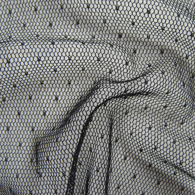 

French Classic Veil Soft Mesh Fabric High Quality Transparent Dot Tulle Net Fabric Black Sexy Mysterious Evening Dress Cloth HOT