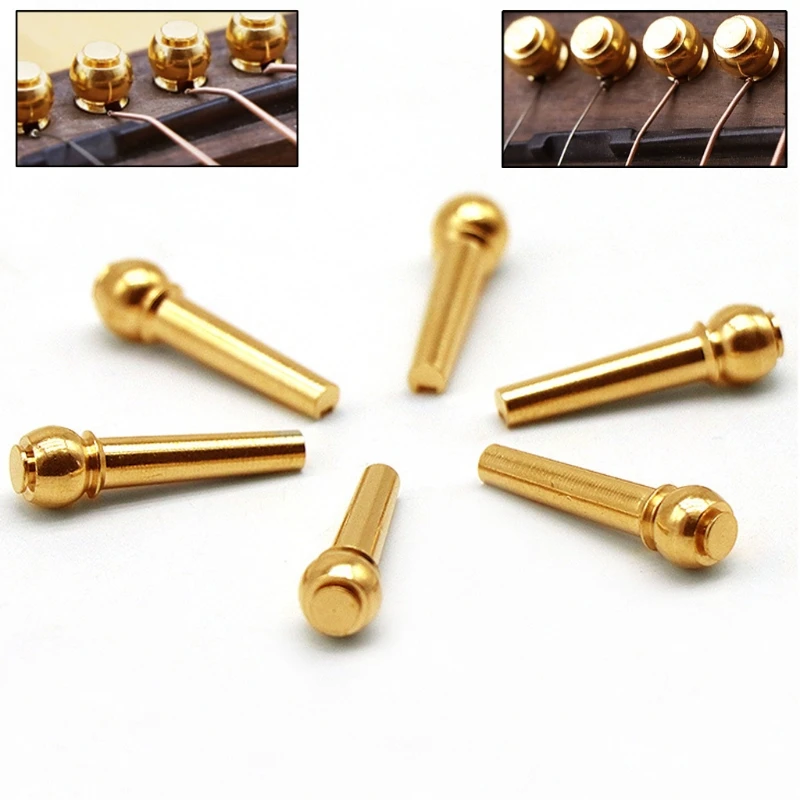 6Pcs Brass Bridge Pins for Acoustic Guitar Instrument Replacement Parts