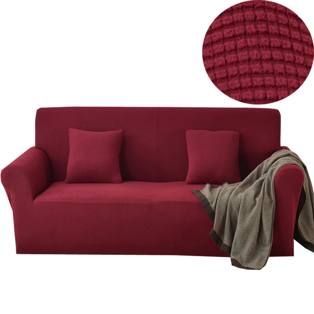 

Stretch Sectional sofa cover fabric Solid color Single Two Three Four Seats Soft Slipcovers Elastic Couch Cover red color