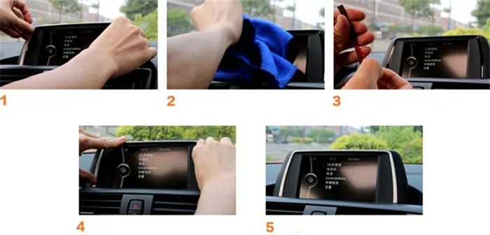 Stainless steel navigation frame cover trim dashboard LCD screen box decorative strips Auto accessories 3D sticker for BMW 1,2,3,4 series  (6)