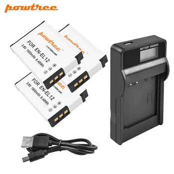 

Powtree 1800mAh EN-EL12 EN EL12 Battery + LCD Charger for Nikon CoolPix S610 S610c S620 S630 S710 S1000pj P300 P310 P330 S6200 L