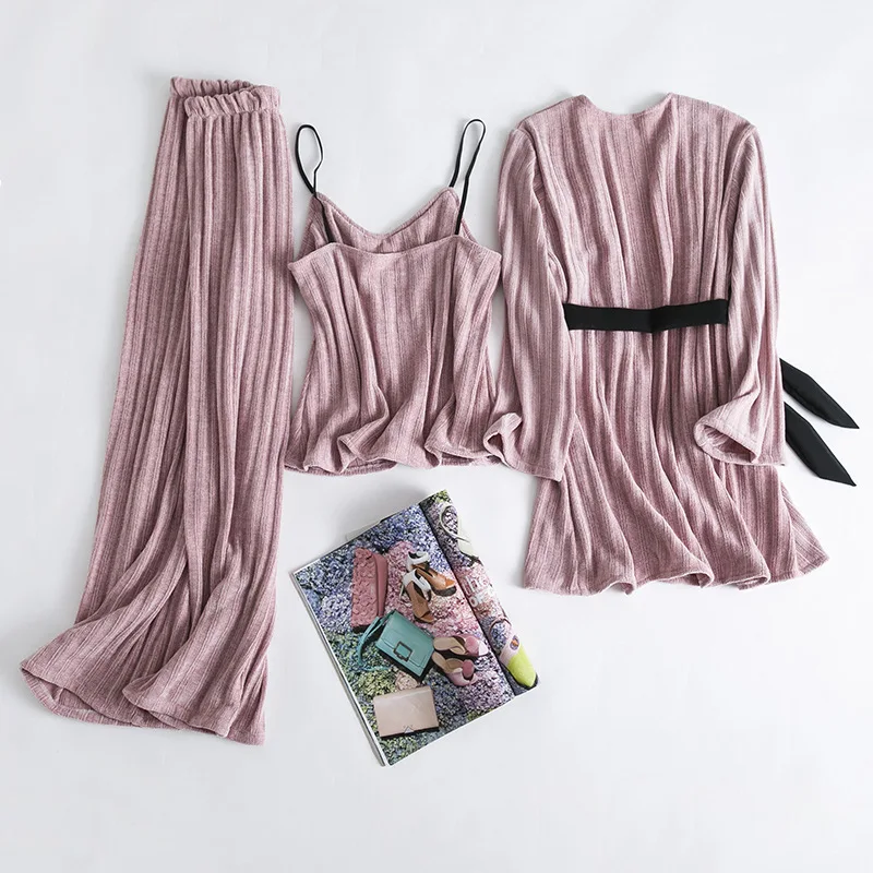 Fdfklak, весна-осень, новинка, розовая пижама, сексуальная пижама, одежда для сна, бархатный домашний костюм пижама для женщин, пижама с длинным рукавом, спортивный костюм Q1528