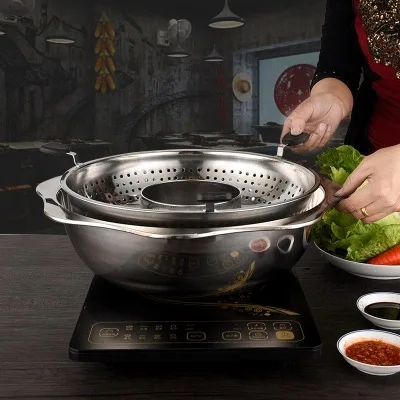 Нержавеющая сталь поворотный подъемник Hotpot бытовой и коммерческий Солнечный бассейн углубление и утолщение дизайн Пик восьмиугольный горшок