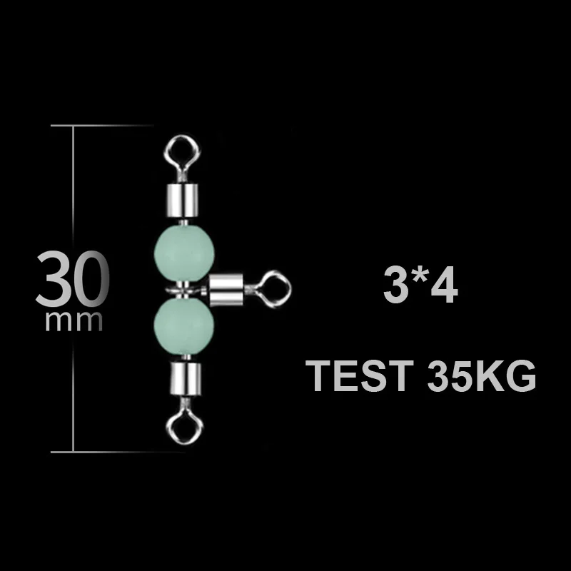Ходьба рыбы 10 шт./лот 3 пути светящиеся Вертлюги разъем шарикоподшипник поворотный оснастки твердые кольца прокатки поворотный стальной морской рыболовные крючки - Цвет: 4