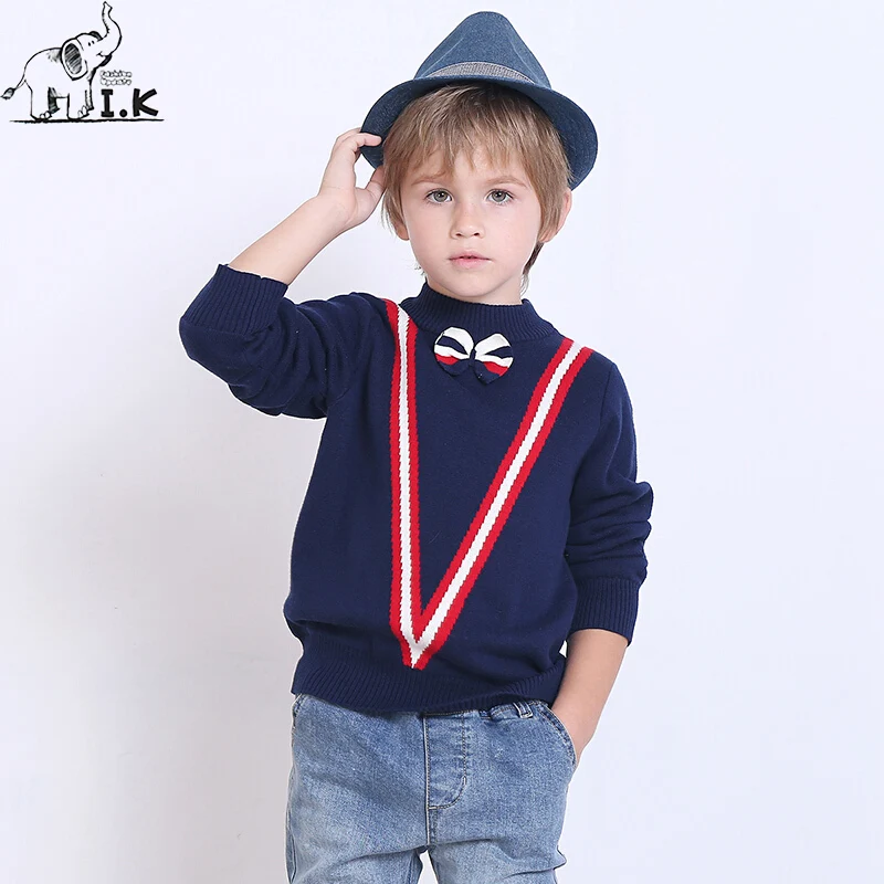 

I.K Sweater for Children Boys Cotton With Bow Cute Tops 2017 Fashion Spring Autumn Baby Boys Girls Clothing Bobo Chose SH1004