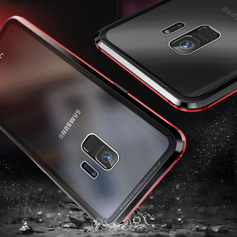 For Samsung Galaxy Note 9 Magnetic Case 360 Front+Back double-sided 9H Tempered Glass for S9 Plus S9+ Metal Bumper |