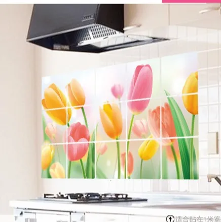 1PCS 75*45cm Kitchen Oilproof Removable Wall Stickers Aluminum foil Art Decor Home Decal Fruit oil stickers wall stickers