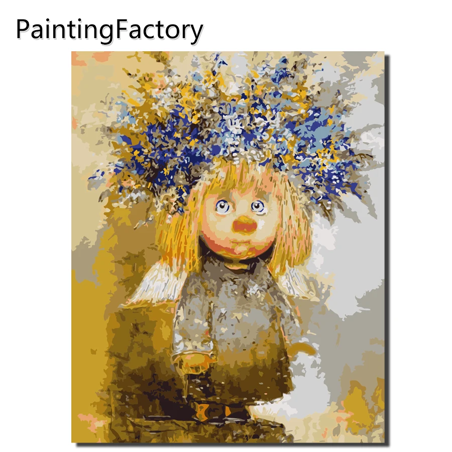 

Angel purple flower Framed Oil Painting By Numbers Flowers Pictures Canvas Painting For Living Room Wall Art Home Decor