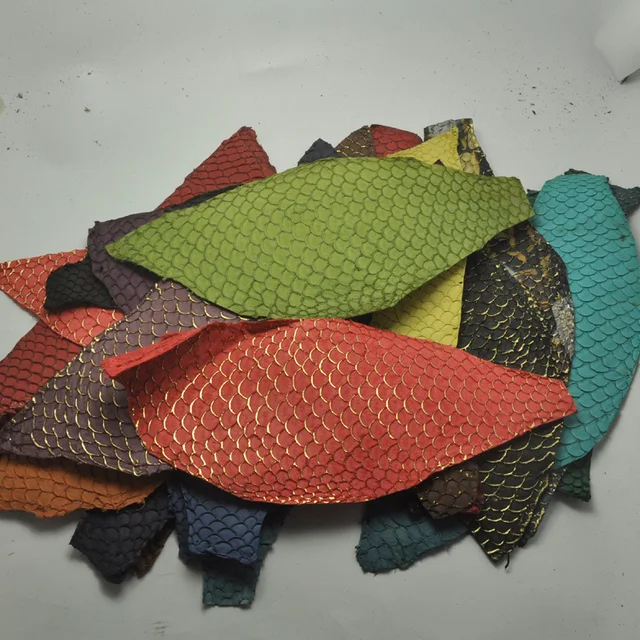 Buy 1pcs Colorful Genuine Salmon fish skin leather