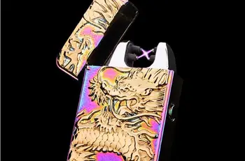 

2pcs/lot male personality electronic cigarette windproof lighter for cigarette Usb charge arc lighter as birthday gift