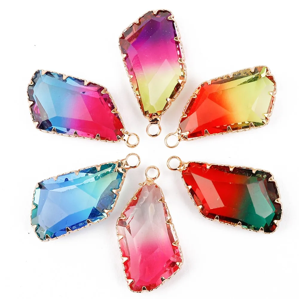 

Colourful Imitation Tourmaline Geometric Crystal Water Drop Charms 16x25MM 1pcs For Drop Necklace Jewelry Making Accessories