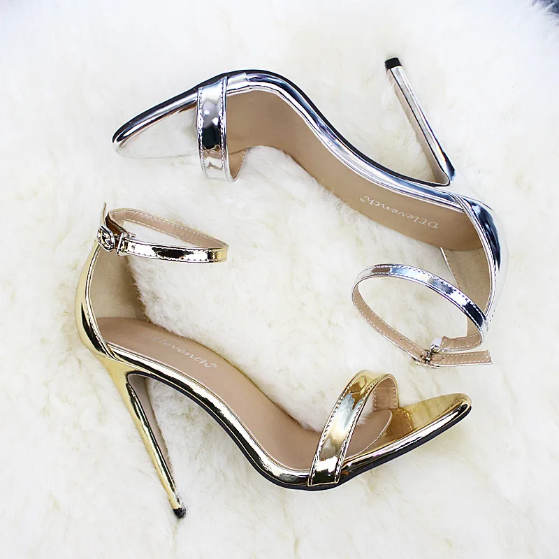 Женские Босоножки на каблуке 12 см туфли на высоком каблуке свадебные туфли золотого и серебряного цвета босоножки на высоком каблуке размеры 43 босоножки золотого и серебряного цвета ZL-300-7
