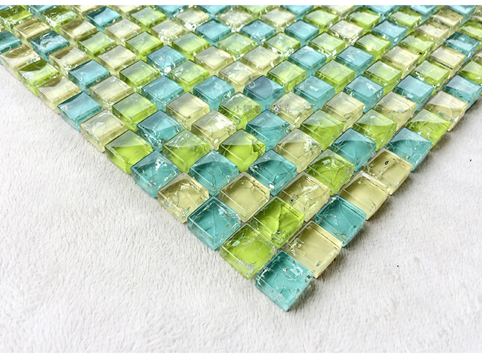 Ice Crackle Clear Glass Mosaic Tile Kitchen Countertop Backsplash