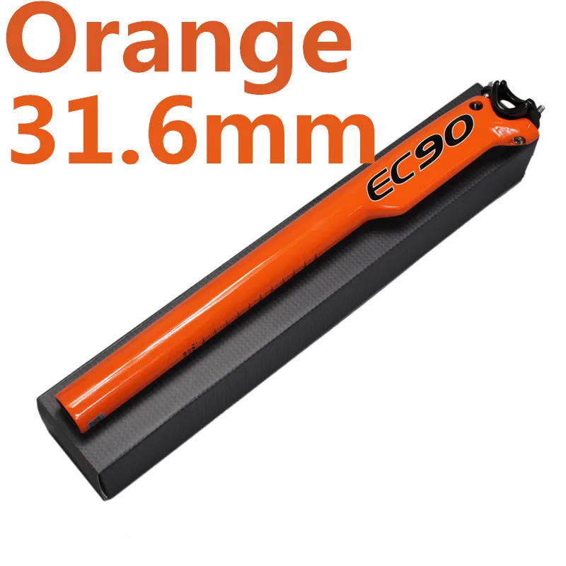 Ec90 глянцевый полный карбоновый Подседельный штырь велосипед Mtb велосипед от Superleggera дорожный велосипед части ломающийся ветер подседельный штырь - Цвет: orange 31.6 x 350mm