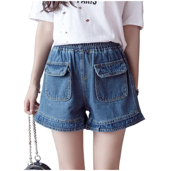 

Denim Shorts Elastic Waist Oversize 5xl Short Jeans Women 2019 Spring Summer Big Pocket Women Casual Plus Size Shorts Feminino