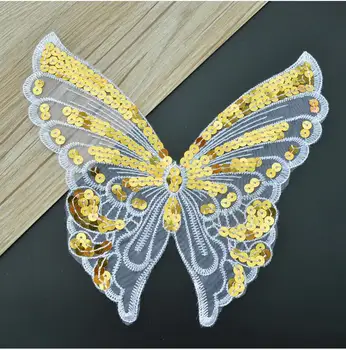 

22*20cm gold Butterfly Large Cloth Paste Patch Sequins For Clothes Tshirt Dress In Stock 100pcs/lot