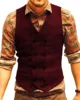 Mens Suit Vest V Neck Wool Herringbone Casual Formal Business Double-breasted Waistcoat Groomman For Wedding Green/Black/Brown 6