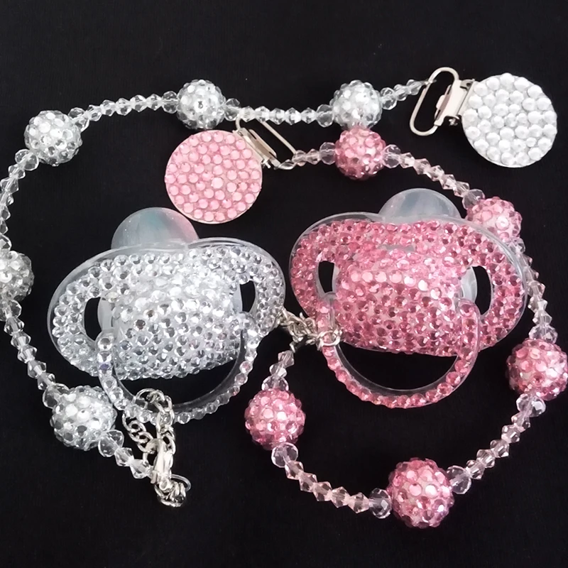 

Free Shipping candy rhinestone Baby pink Pacifier Maternity Child Teething bling bling Pacifier 88Orthodontic Soother BPA 0% 3M+