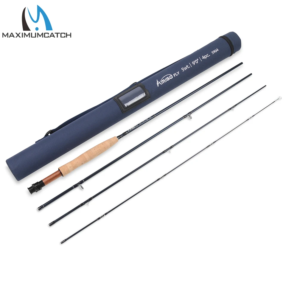 

Maximumcatch Amogo Fly Rod Fast Action 30T SK Carbon Fly Fishing Rod with Cordura Rod Tube AA Cork Handle 5/6/8WT 9FT