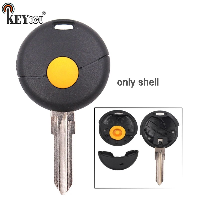 

KEYECU 1x/ 2x for Mercedes Benz Smart Fortwo Cabrio City Coupe Cross Replacement 1 Button remote Key Shell Case Cover Blank Fob
