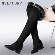 Plus Size Fashion 34-45 New Autumn Winter Women Boots Fashion Thigh High Boots Rabbit Fur Over The Knee Boots High Heels Boots Plus Size Fashion 34-45 New Autumn Winter Women Boots Fashion Thigh High Boots Rabbit Fur Over The Knee Boots High Heels Boots