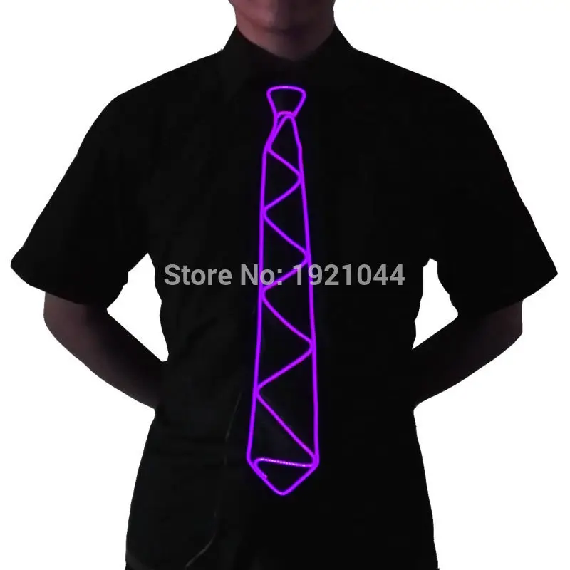 10 цветов хип-хоп клуб новые модные Сияющие мерцающие Гибкие EL провода галстук-бабочка светодиодный неоновый галстук-бабочка для вечерние украшения, бар, клуб - Цвет: purple