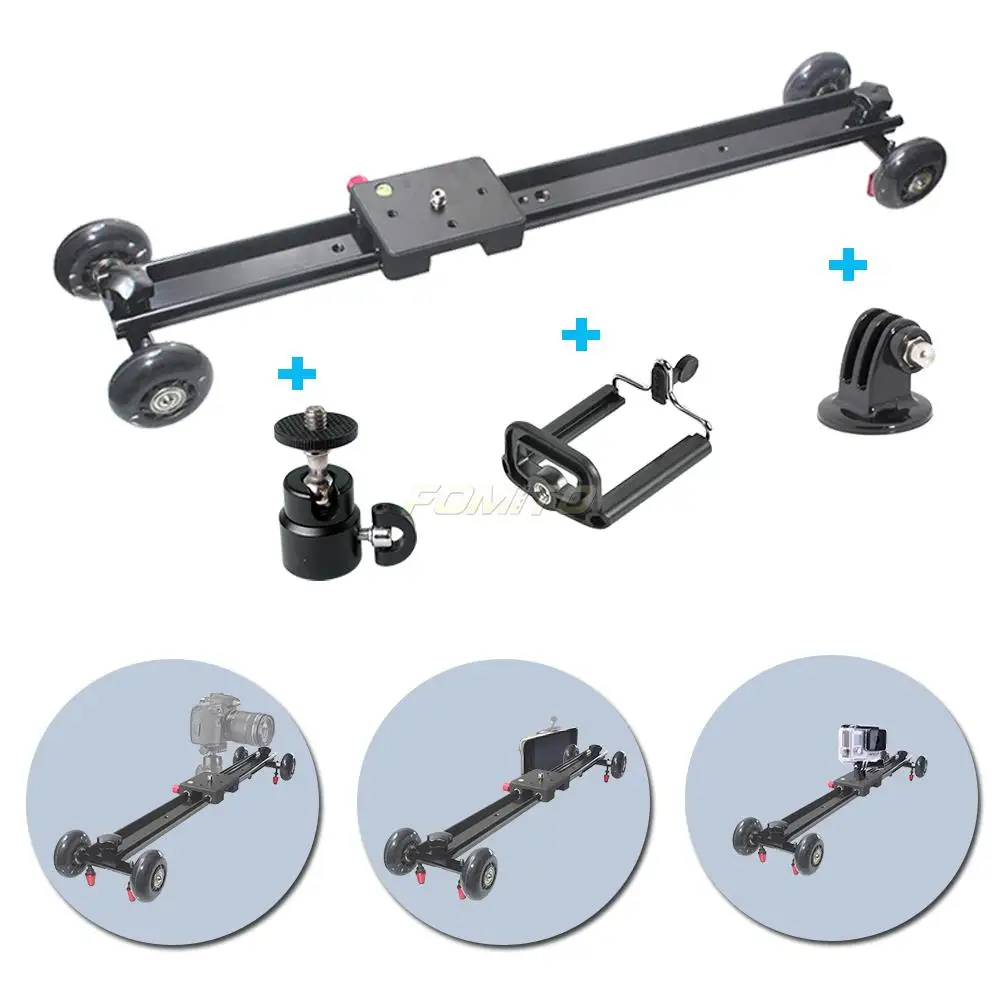 Camera Slider 2 Feet (Adjustable Carbon Fiber Camera Dolly Track Slider Video Stabilizer Rail For Camera