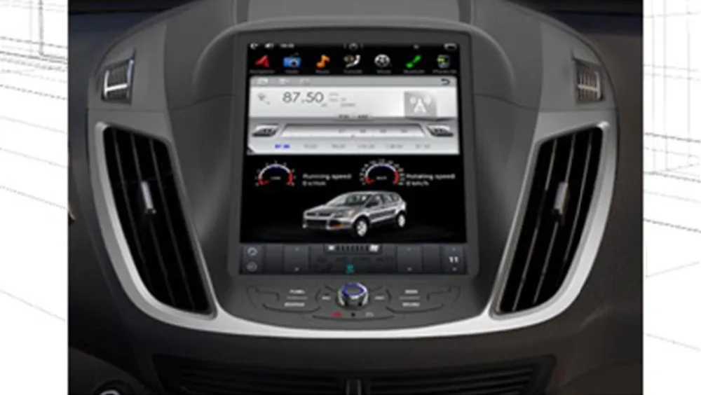 Perfect 2019 10.4"Tesla Android 7.1/6.0 Fit FORD KUGA / Escape/cmax 2013 2014 2015 Second generation Car DVD Player Navigation GPS Radio 4