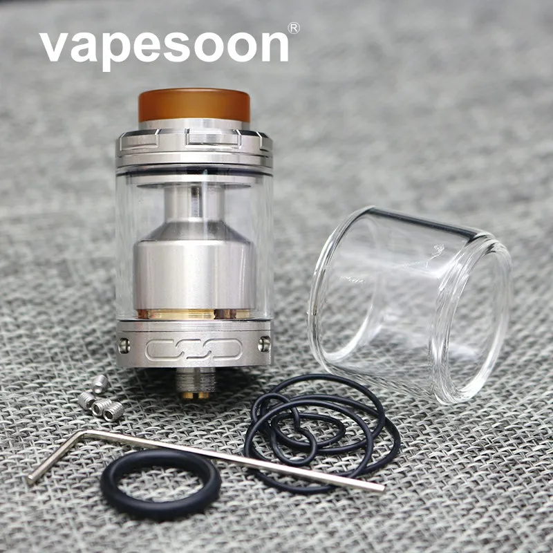 

Vapesoon Adjustable Airflow Manta RTA 24MM 3.5ml Tank for 510 Box Mod with 5ml Extend Glass Top Filling 810 PEI Drip Tip