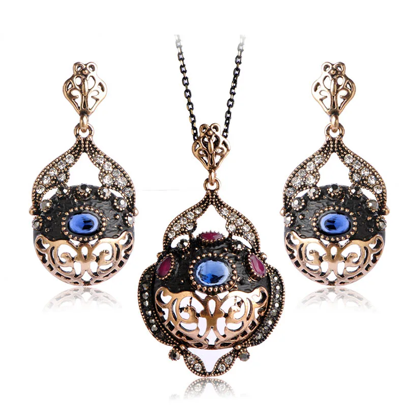 Серьги с кулоном камнем &quotКоролевский стиль&quot под старину.|set necklace|jewelry set