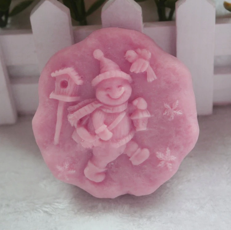 Christmas molds silicone soap mould Pastoral snowman and bird soap