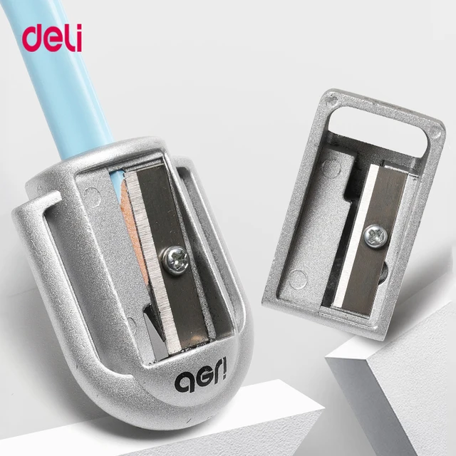 Deli Zinc Alloy Pencil Sharpener Silver Metal Sharpener School Office Sharpener Stationery Supplies 1