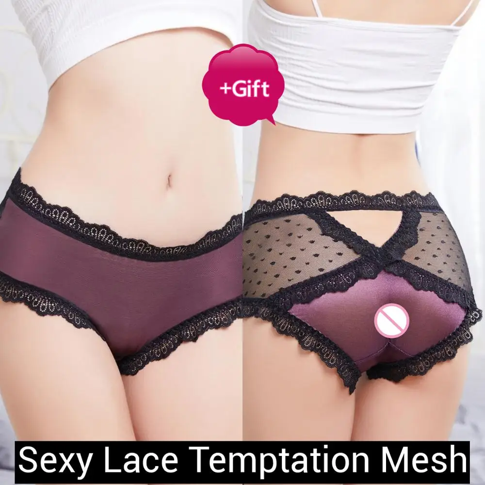 

New Sexy Lace Cross Hollow Temptation mesh Super breathable Panties Transparent Underware For Women Elegant Gorgeous Panties