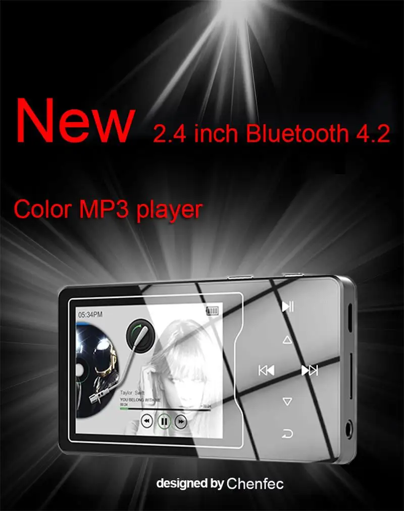 MP3 плеер Bluetooth 4,2 с динамиком 16 Гб 2,4 дюймов HD большой цветной экран HIFI без потерь Звук Музыкальный плеер, поддержка SD до 128 ГБ