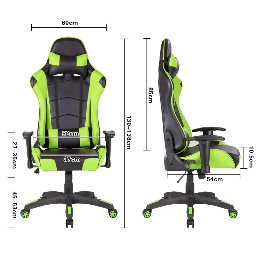  Racing Gaming Chair Computer Chair with High Back Reclining Tilt Office Chair PU Leather Swivel Tas