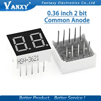 

5pcs Digital tube segment common Anode Red 2 Bit digital Tube 0.36 inch Red LED Display HSN-3621BS
