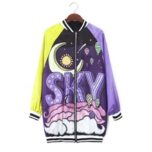 Женские зимние куртки с лоскутным принтом космическое небо Harajuku уличная стиль панк Женская куртка женские пальто