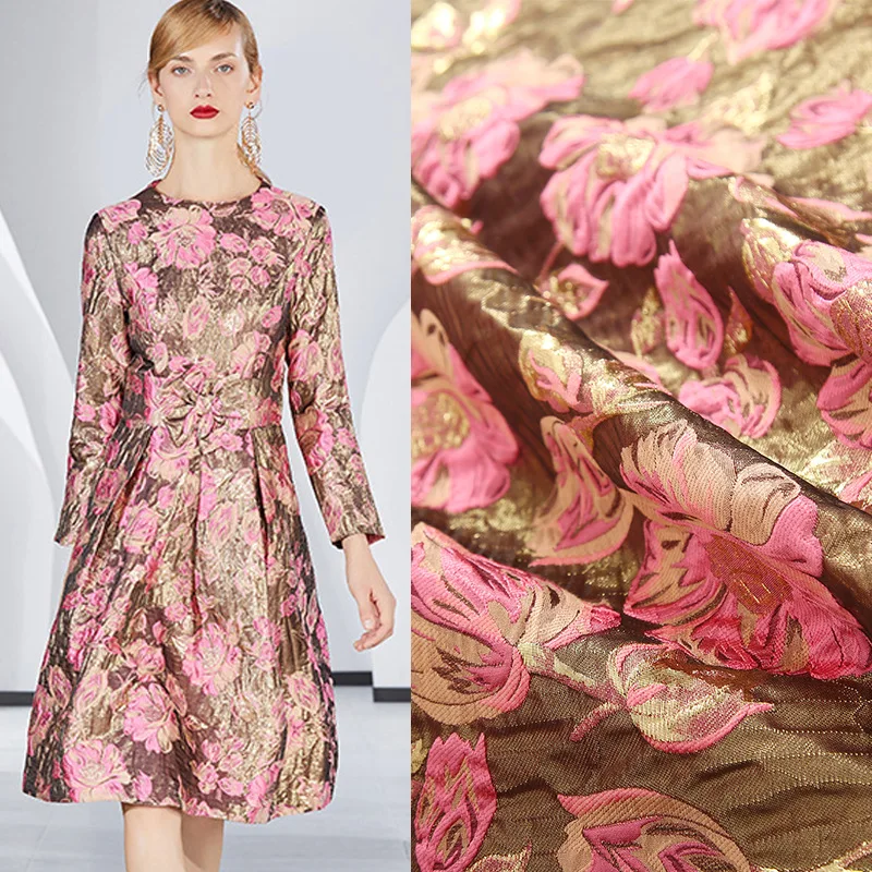 Autumn and winter band high-profile three-dimensional embossed gold yarn-dyed jacquard fabric dress blazer woven | Дом и сад
