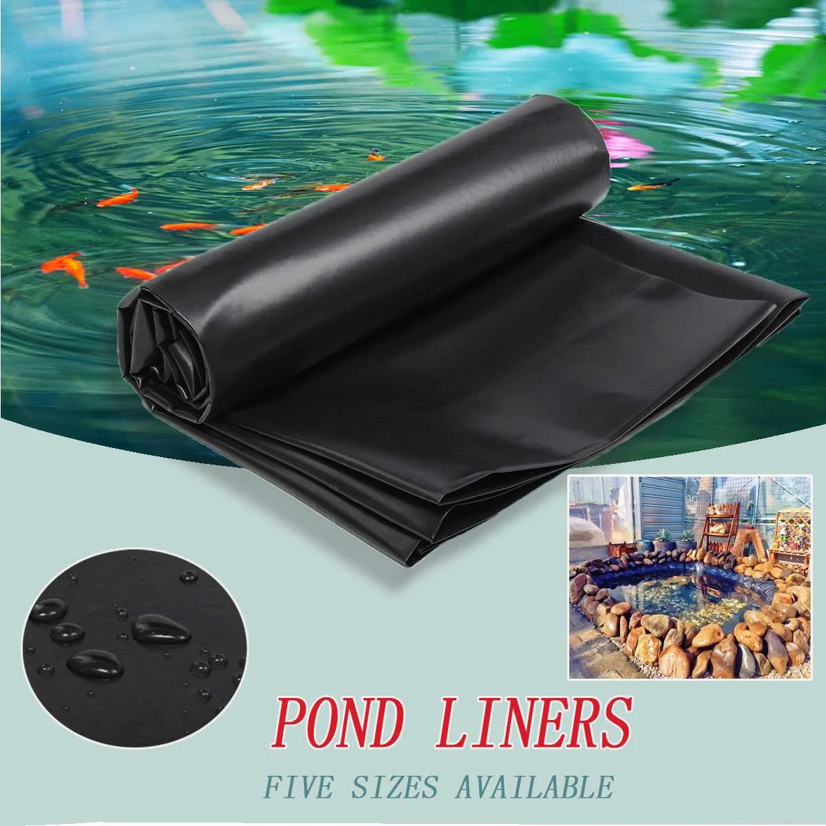 

5Sizes PE Fish Pond Liner Garden Pools Reinforced HDPE Heavy Landscaping Pool Pond Waterproof Liner Cloth 2-10M