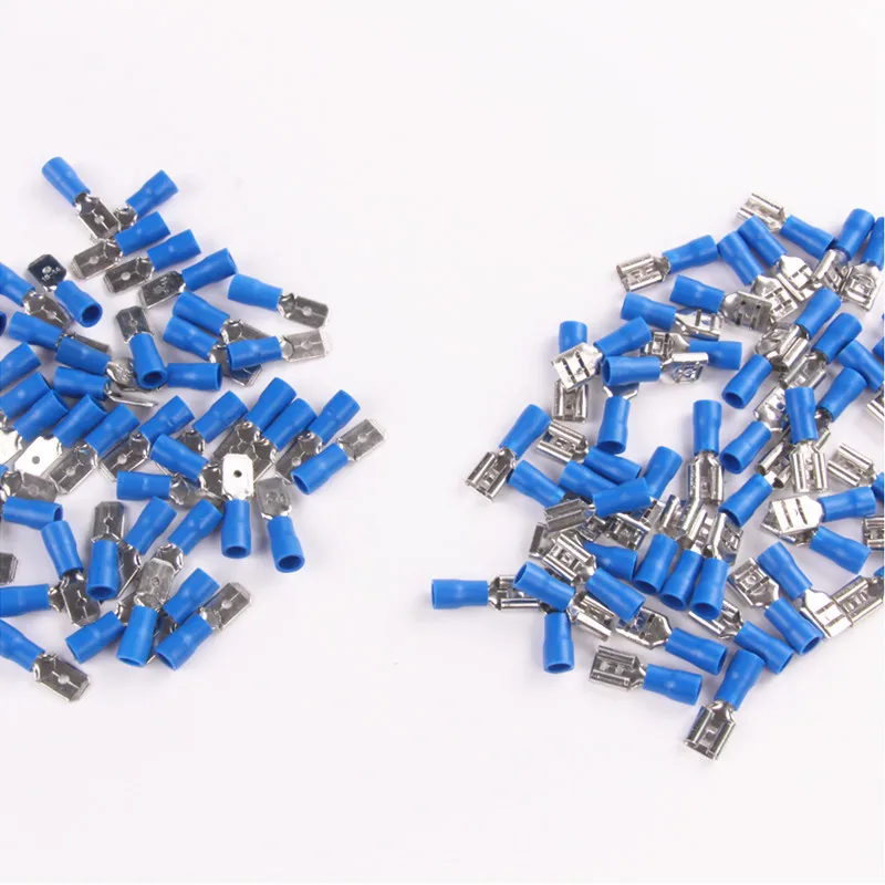 600 Pcs Female Heat Shrink Spade Connectors Blue 16-14 AWG Wire